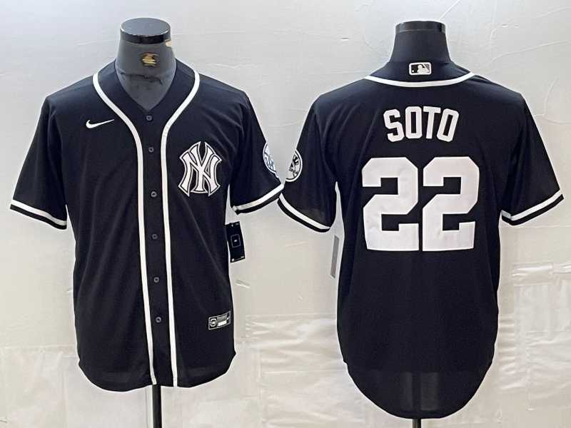 Men%27s New York Yankees #22 Juan Soto Black White Cool Base Stitched Jersey->new york yankees->MLB Jersey